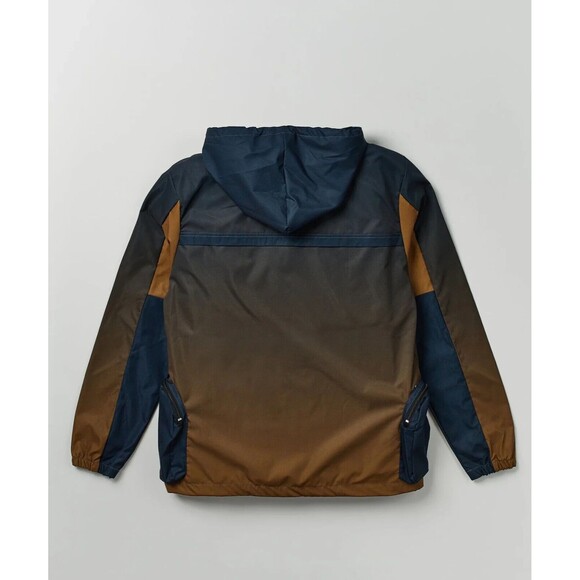 Reason Men’s Navy Brown Gradient ¼ Zip Utility Anorak Hooded Jacket Size L - Picture 2 of 8